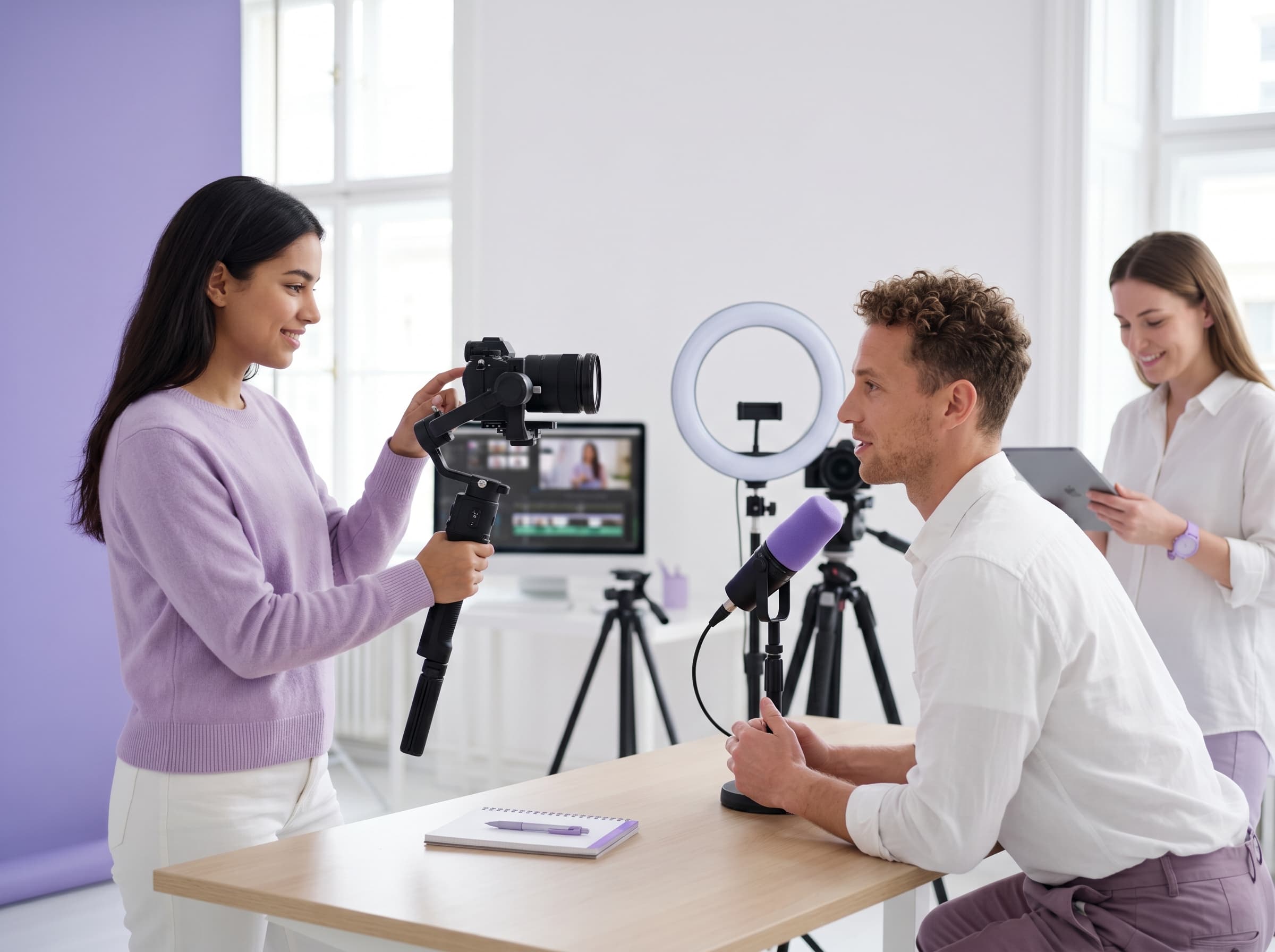 Creador grabando contenido audiovisual para una marca